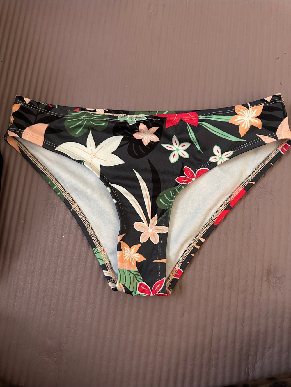 Roxy Girl Floral Bikini Bottom - Black/Multicolor